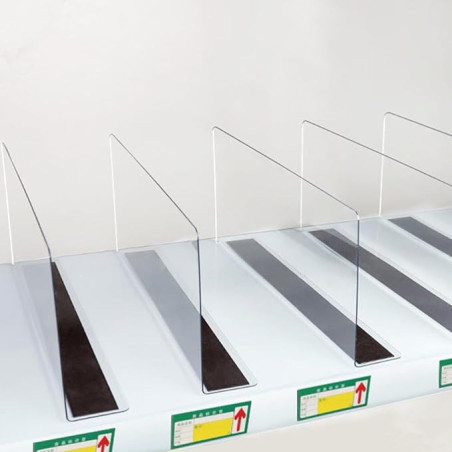 Séparateur d'étagère magnétique PVC ECO – 28 x 12 cm Transparent