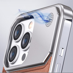 Brown Magnetic Aluminum Leather Case | Smarty