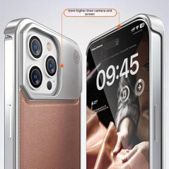 Brown Magnetic Aluminum Leather Case | Smarty