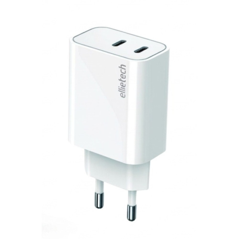 Fast Charger Ellietech CD329 – Dual USB-C 20W White Fast Charger Ellietech CD329 – Dual USB-C 20W White