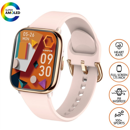 Montre connectée XSSIVE XSS-SW9RG – écran HD AMOLED, or rosé