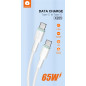 Câble WUW X205 USB-C vers USB-C – 65 W, Blanc