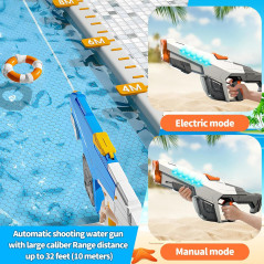 Pistolet à eau électrique ECO – Gris, effets lumineux et lunettes de protection