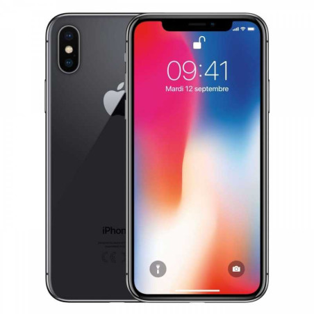 iPhone X 64 Go Gris - Grade B avec boîte et accessoires — Re