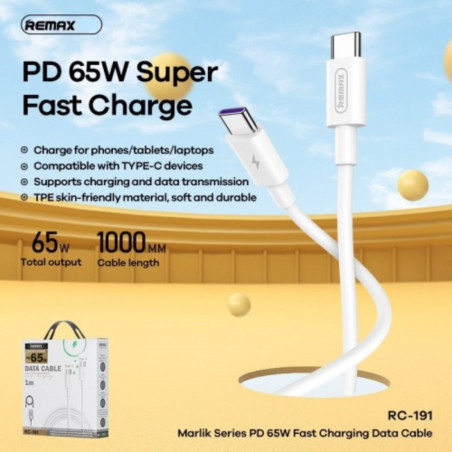 USB-C to USB-C Cable REMAX Marlik Series RC-191 – 1 m White