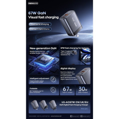 REMAX U2-AC67W 67W GaN Charger Silver | Smarty