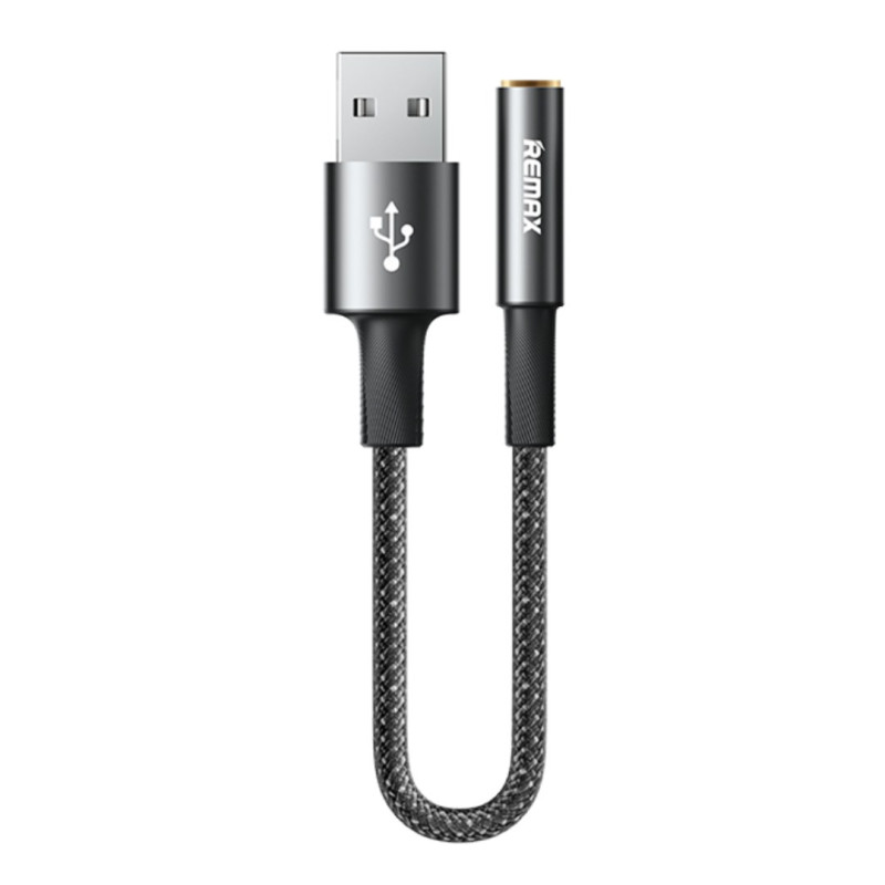 USB to 3.5mm adapter cable REMAX C21 – 0.12m Black USB to 3.5mm adapter cable REMAX C21 – 0.12m Black
