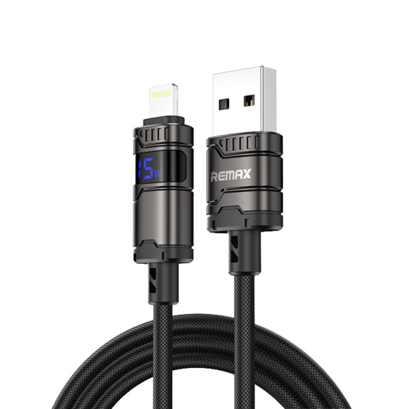 Câble USB-A/Lightning REMAX C01-AL3A – 15 W 1,2 m Noir Câble USB-A/Lightning REMAX C01-AL3A – 15 W 1,2 m Noir
