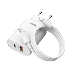 Chargeur rapide GaN Remax RP-U37 – 20W Blanc avec câble USB-C vers Lightning