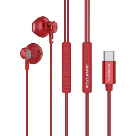 Écouteurs stéréo USB-C XSSIVE XSS-EP18R – Rouge