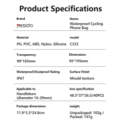 Support vélo Yesido C333 étanche noir | Smarty