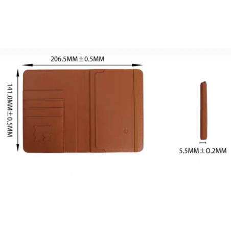 Protège-passeport cuir Micflip PPK02 – localisateur intégré compatible Localiser d'Apple, Marron