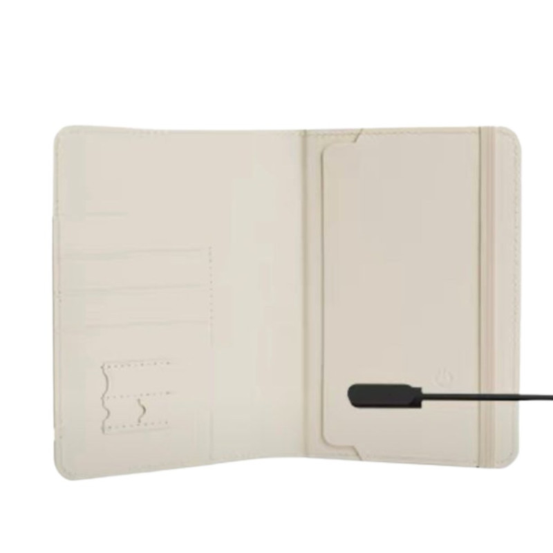 Protège-passeport cuir Micflip PPK02 – localisateur intégré compatible Localiser d'Apple, Blanc