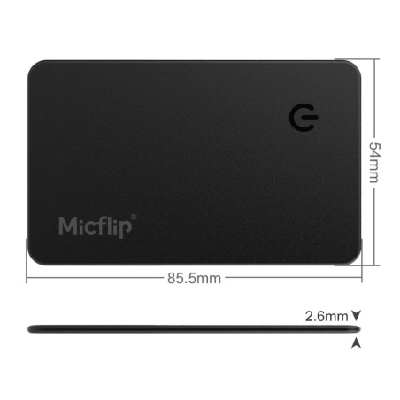 Localisateur d'objet Micflip P055 – format carte 2,6 mm, Apple Find My, Noir