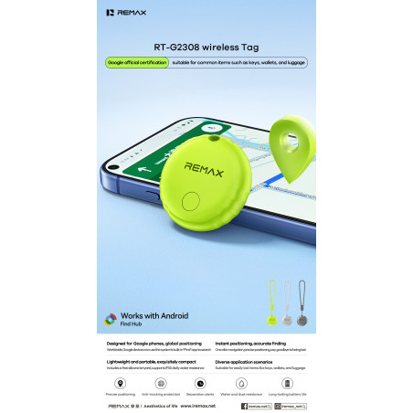 Localisateur d'objet Remax RT-G2308 – Android Find Hub Argent