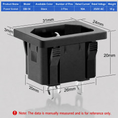 Power Connector IEC C14 DB-14 – 10A 250V AC 3-Pin