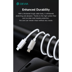 Câble USB-C vers USB-C Devia Extreme Speed – nylon tressé, PD 60W 3A 1,5 m, Blanc