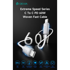 Câble USB-C Devia 60W tressé 1,5 m | Smarty