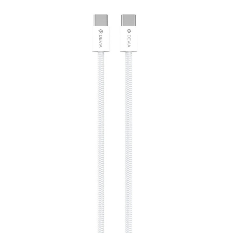 Câble USB-C vers USB-C Devia Extreme Speed – nylon tressé, PD 60W 3A 1,5 m, Blanc