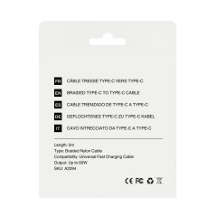 Cable Mayline USB-C to USB-C 60W – braided nylon 2m