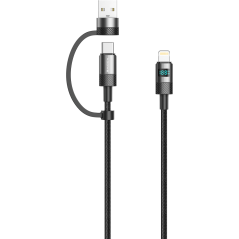 2-in-1 Charging Cable XSSIVE XSS-CCA-1.2M – USB-C/USB-C and USB-A 1.2m Black