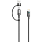 Câble de charge 2-en-1 XSSIVE XSS-CCA-1.2M – USB-C/USB-C et USB-A 1,2 m Noir