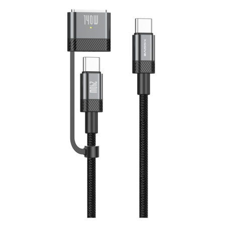 Câble de charge XSSIVE XSS-CC-MS – 2-en-1 USB-C/USB-C magnétique Gen3 2 m noir