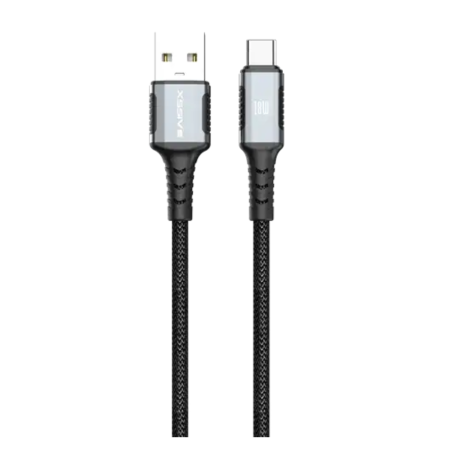 Câble tressé XSSIVE XSS-BR-AC-B – USB-A vers USB-C, 18 W, 1 m, noir
