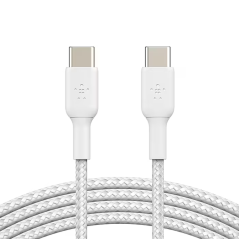 Belkin Câble tressé USB-C vers USB-C CAB004bt2MWH – 2 m Blanc