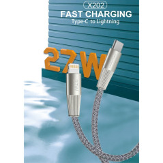 Braided USB-C to Lightning Cable WUW X202 – 27W, Black