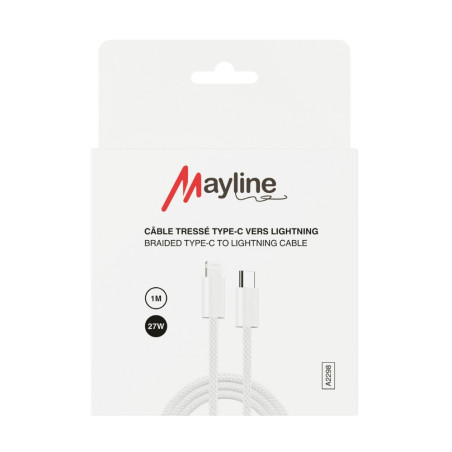 Câble Mayline USB-C vers Lightning 27W – nylon tressé 1 m
