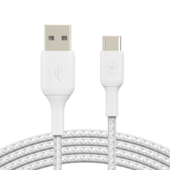 Belkin Câble tressé USB-A vers USB-C CAB002bt2MWH – 2 m Blanc