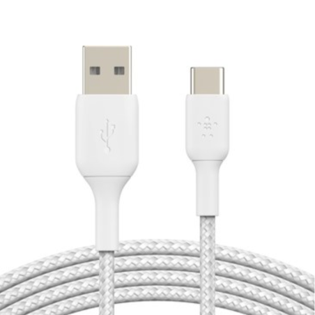 Belkin Câble tressé USB-A vers USB-C CAB002bt2MWH – 2 m Blanc