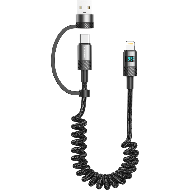 Câble de charge 2-en-1 XSSIVE XSS-SC-LCA – Lightning/USB-C et USB-A 1,5 m Noir Câble de charge 2-en-1 XSSIVE XSS-SC-LCA – Lightning/USB-C et USB-A 1,5 m Noir