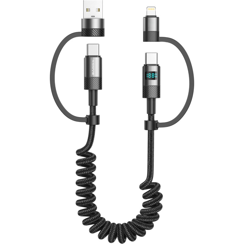 Câble de charge 4-en-1 XSSIVE XSS-BRSC-4IN1 – 1,5 m avec écran Câble de charge 4-en-1 XSSIVE XSS-BRSC-4IN1 – 1,5 m avec écran