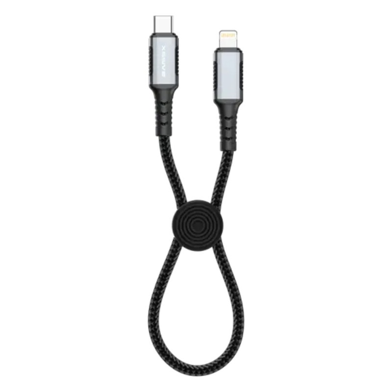 Câble tressé USB-C vers Lightning XSSIVE XSS-BR-CL-B – 30W 30 cm Noir