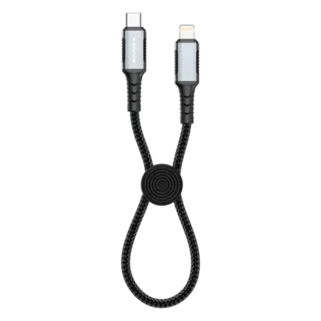 Câble tressé USB-C vers Lightning XSSIVE XSS-BR-CL-B – 30W 30 cm Noir