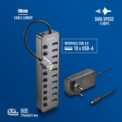 NGS IHUB 10 USB hub 10 USB 3.0 ports | Smarty