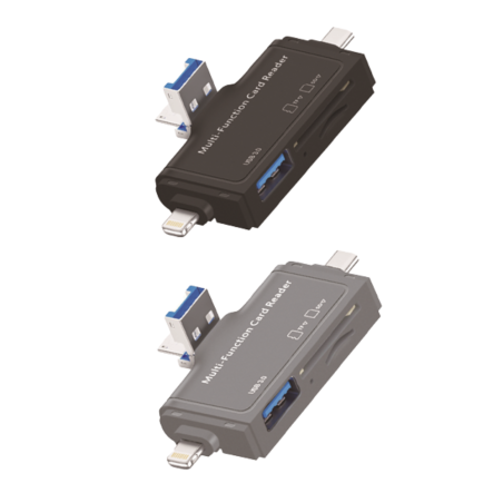 Lecteur de cartes 7-en-1 LinQ ID7967 – Type-C, USB, Lightning, TF, SD, Micro-USB