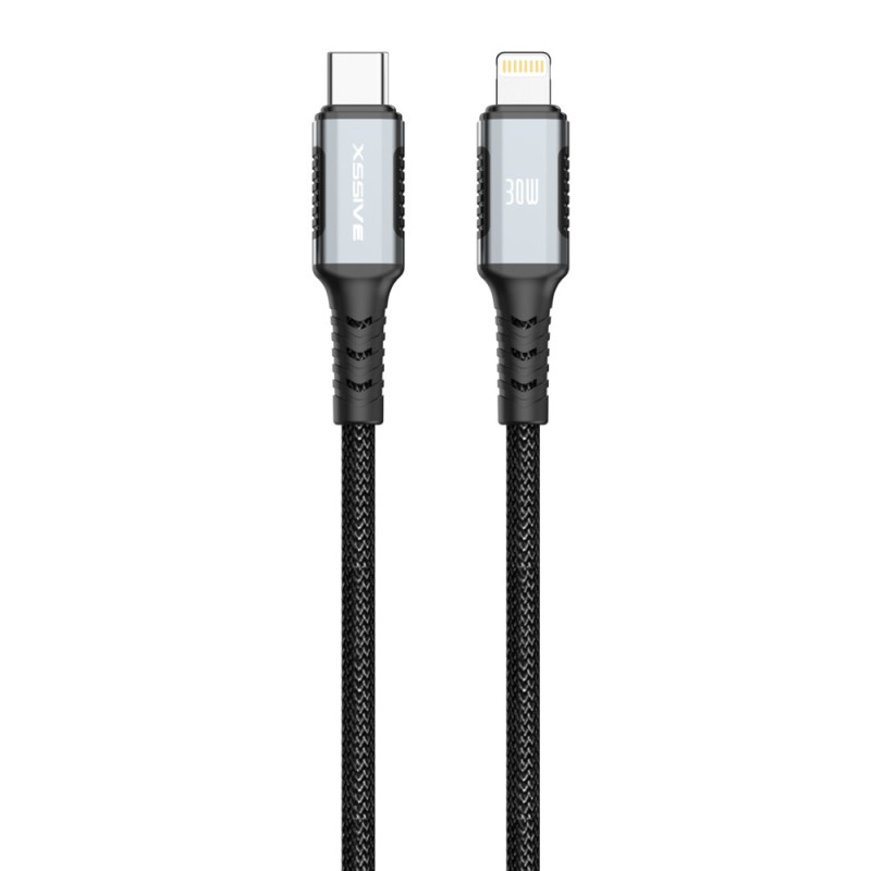 Braided USB-C to Lightning Charging Cable XSSIVE XSS-BR-CL-B – 1m 30W Black