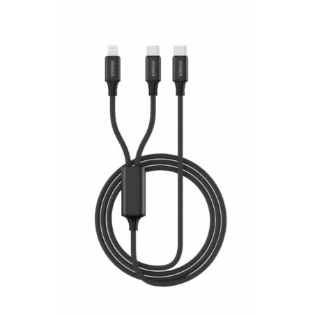Câble de charge 2-en-1 EllieTech CW319 – USB-C/USB-C + Lightning 1,2 m Noir