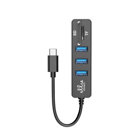 Adaptateur 5-en-1 Hub USB-C Ellietech HB210 – 3 USB-A + SD + TF