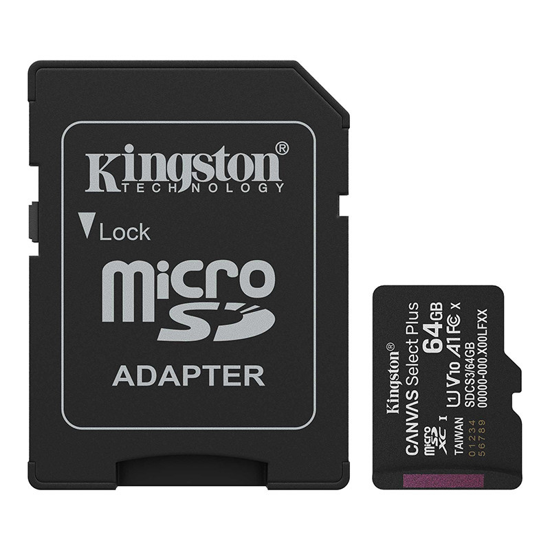 Carte mémoire microSD Kingston Canvas Select Plus – 64 Go SDCS3/64GB Carte mémoire microSD Kingston Canvas Select Plus – 64 Go SDCS3/64GB