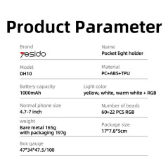 Lampe LED pliable Yesido DH10 RGB | Smarty