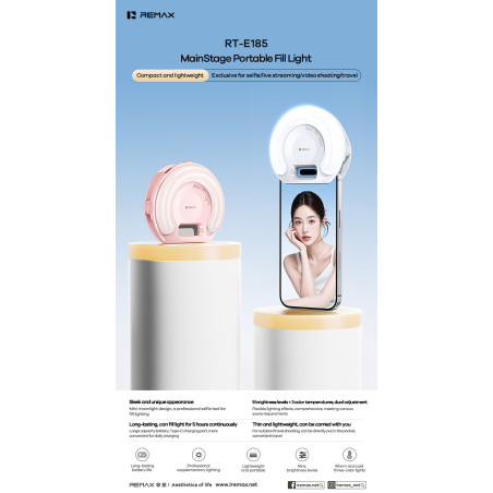 Lumière de remplissage portable Remax RT-E185 – Blanc