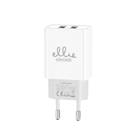 Chargeur 2 USB Ellietech CD318 – Blanc 5V/2,4A