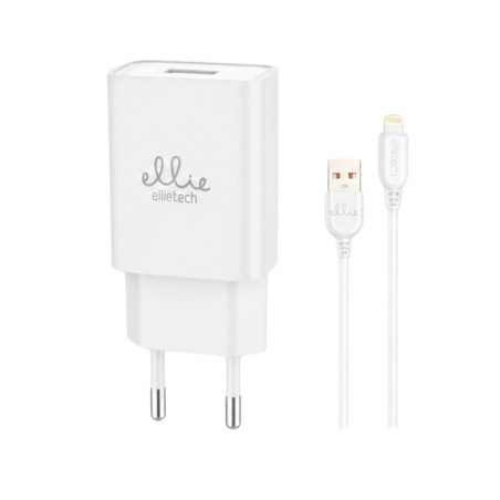 Charger Kit Ellietech CD320 – 1m Lightning Cable White 5V/2.4A