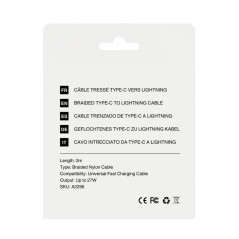 Câble Mayline USB-C vers Lightning 27W 2 m | Smarty