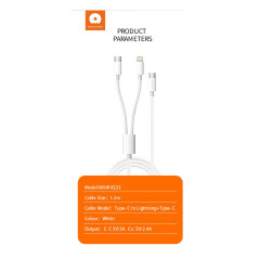 Câble WUW X223 2-en-1 Type-C/Lightning