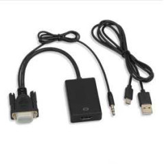 Adaptateur HDMI Vers VGA Qualité HD avec Cable Audio + Cable d'Aliment